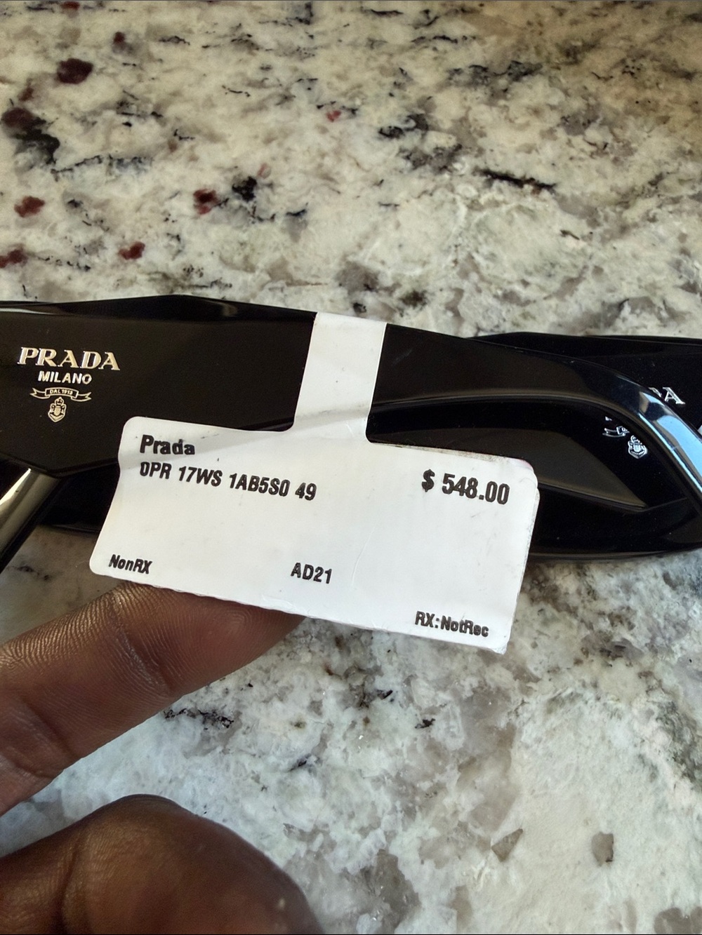 Prada Black Glossy Logo Frame Sunglasses